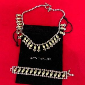 ANN TAYLOR CRYSTAL & MARQUIS STATEMENT NECKLACE & BRACELET